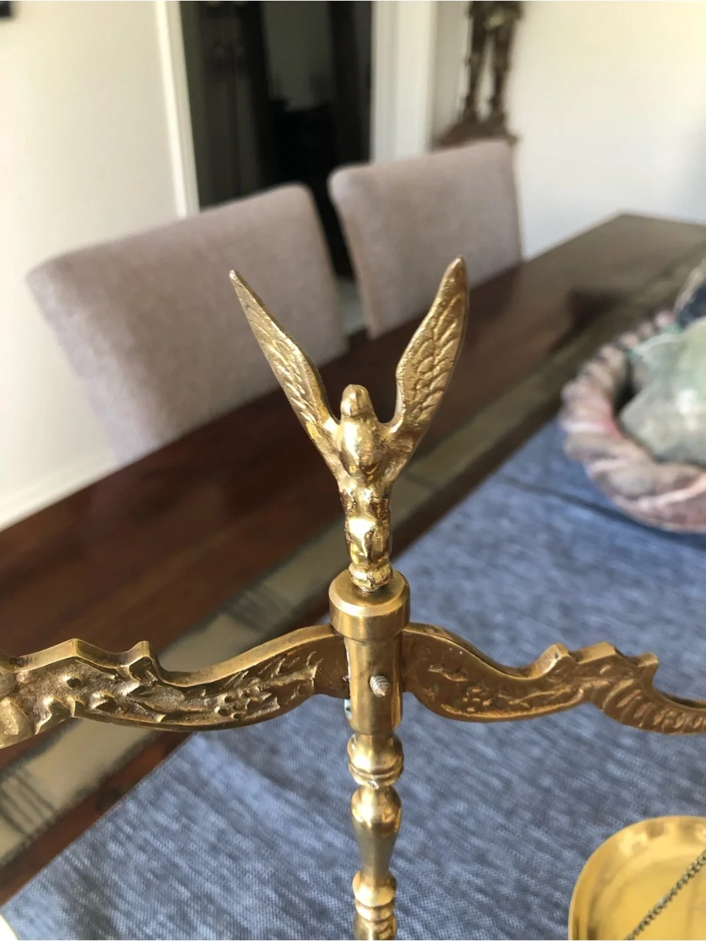 Antique-Style Brass Balance Scale Decorative Serving Accent - Gold Finish